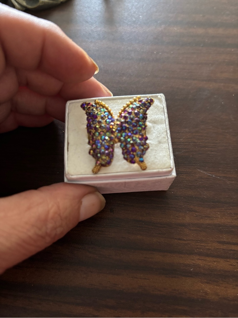 Vintage Gold Tone Multicolor Crystal Butterfly Brooch - Women Jewelry